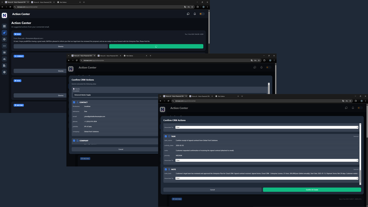 Niona AI Action Center